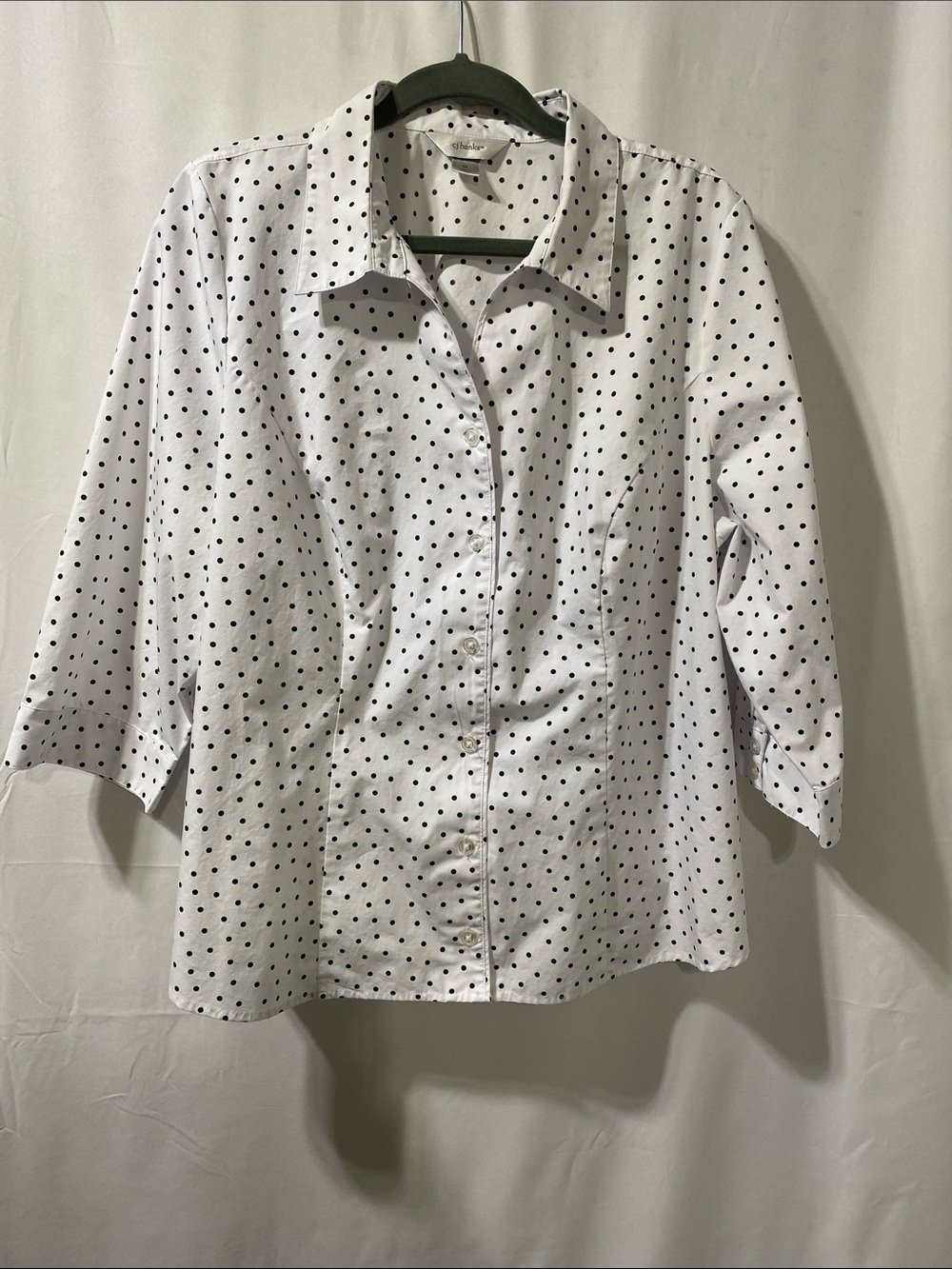 CJ Banks White Blouse with Black Polka Dots